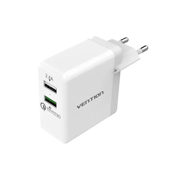 Vention 2.4A + QC3.0 Dual USB Charger - QC02-W