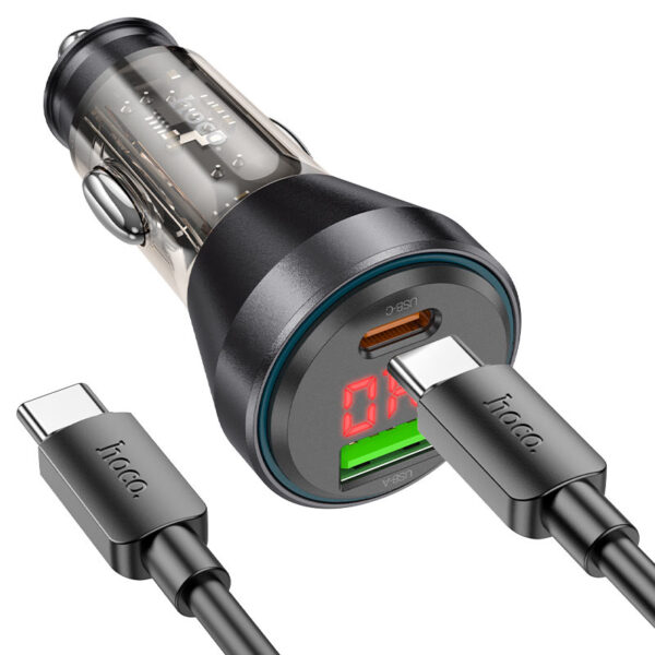 Hoco NZ12B Unimpeded 48W Dual Port Fast Charging Car Charger Set With Type-C Cable